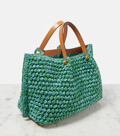 Valentino Garavani VLogo Medium raffia-effect tote bag | Thumbnail 3 Valentino Garavani VLogo Medium raffia-effect tote bag | Thumbnail 3