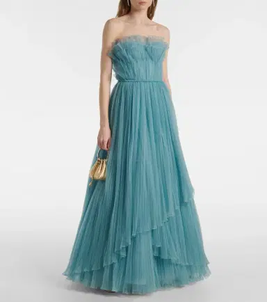 Costarellos Marinel plissé tulle gown | Thumbnail 2 Costarellos Marinel plissé tulle gown | Thumbnail 2