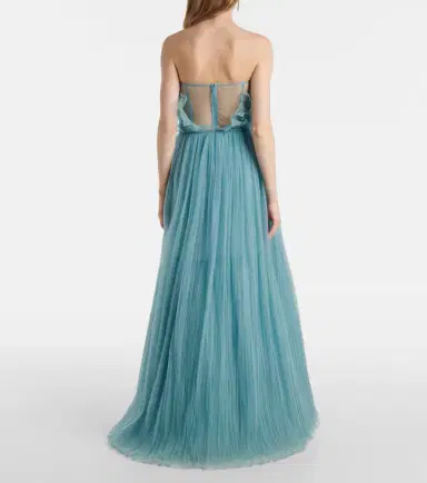 Costarellos Marinel plissé tulle gown | Thumbnail 3 Costarellos Marinel plissé tulle gown | Thumbnail 3