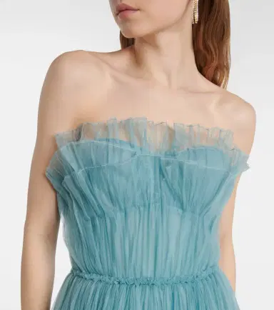 Costarellos Marinel plissé tulle gown | Thumbnail 6 Costarellos Marinel plissé tulle gown | Thumbnail 6