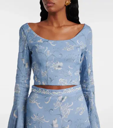 Agua by Agua Bendita Limoncillo Lymanopoda floral linen crop top | Thumbnail 3 Agua by Agua Bendita Limoncillo Lymanopoda floral linen crop top | Thumbnail 3