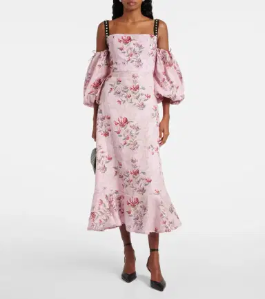 Agua by Agua Bendita Mercedes Wisteria floral linen midi dress | Thumbnail 2 Agua by Agua Bendita Mercedes Wisteria floral linen midi dress | Thumbnail 2