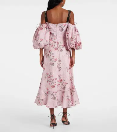 Agua by Agua Bendita Mercedes Wisteria floral linen midi dress | Thumbnail 4 Agua by Agua Bendita Mercedes Wisteria floral linen midi dress | Thumbnail 4