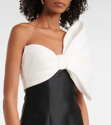 Monique Lhuillier Bow-detail asymmetric draped gown | Thumbnail 2 Monique Lhuillier Bow-detail asymmetric draped gown | Thumbnail 2