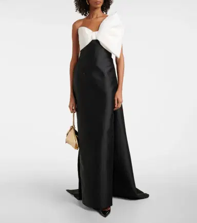 Monique Lhuillier Bow-detail asymmetric draped gown | Thumbnail 3 Monique Lhuillier Bow-detail asymmetric draped gown | Thumbnail 3