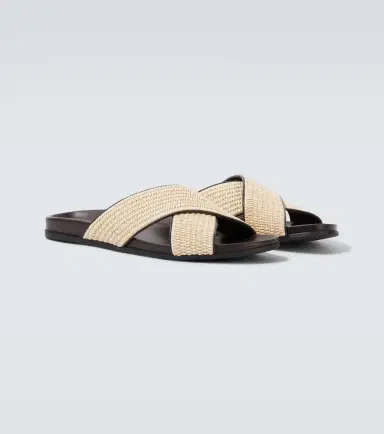 Manolo Blahnik Chiltern leather-trimmed raffia slides | Thumbnail 6 Manolo Blahnik Chiltern leather-trimmed raffia slides | Thumbnail 6