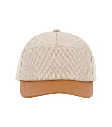 Christian Louboutin eather-trimmed cotton baseball cap | Thumbnail 1 Christian Louboutin eather-trimmed cotton baseball cap | Thumbnail 1