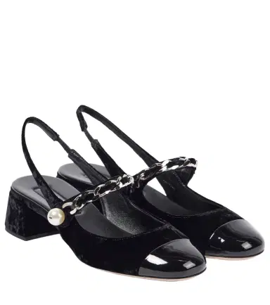 Miu Miu 35 embellished velvet pumps | Thumbnail 1 Miu Miu 35 embellished velvet pumps | Thumbnail 1