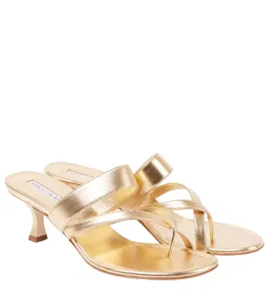 Manolo Blahnik Susa 50 metallic leather mules | Thumbnail 1 Manolo Blahnik Susa 50 metallic leather mules | Thumbnail 1