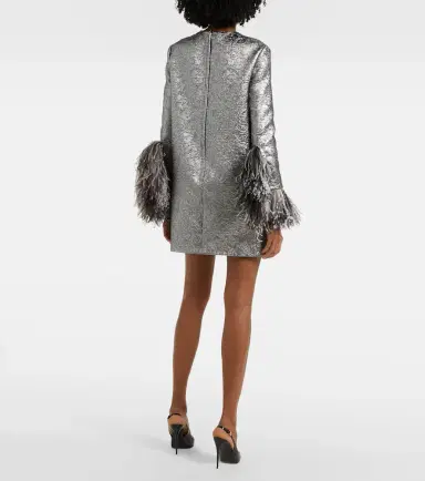 Dolce & Gabbana Feather-trimmed lamé minidress | Thumbnail 3 Dolce & Gabbana Feather-trimmed lamé minidress | Thumbnail 3