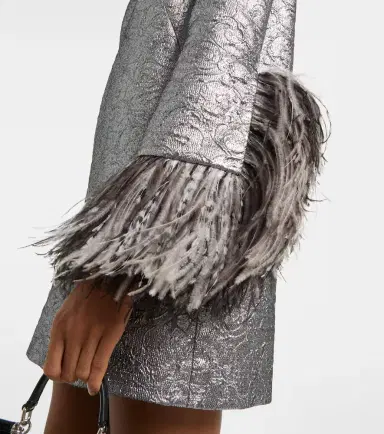 Dolce & Gabbana Feather-trimmed lamé minidress | Thumbnail 5 Dolce & Gabbana Feather-trimmed lamé minidress | Thumbnail 5