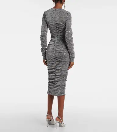 Dolce & Gabbana Sequined ruched midi dress | Thumbnail 6 Dolce & Gabbana Sequined ruched midi dress | Thumbnail 6