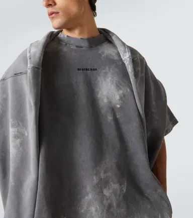 Balenciaga Distressed cotton-blend jersey T-shirt | Thumbnail 2 Balenciaga Distressed cotton-blend jersey T-shirt | Thumbnail 2
