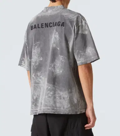 Balenciaga Distressed cotton-blend jersey T-shirt | Thumbnail 3 Balenciaga Distressed cotton-blend jersey T-shirt | Thumbnail 3