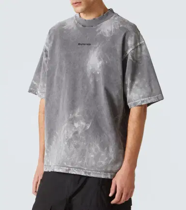 Balenciaga Distressed cotton-blend jersey T-shirt | Thumbnail 4 Balenciaga Distressed cotton-blend jersey T-shirt | Thumbnail 4