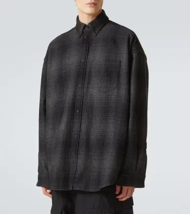 Balenciaga Checked wool-blend flannel shirt | Thumbnail 2 Balenciaga Checked wool-blend flannel shirt | Thumbnail 2