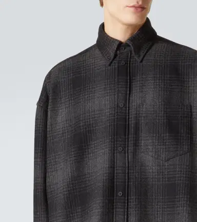 Balenciaga Checked wool-blend flannel shirt | Thumbnail 6 Balenciaga Checked wool-blend flannel shirt | Thumbnail 6