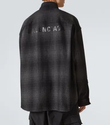 Balenciaga Checked wool-blend flannel shirt | Thumbnail 7 Balenciaga Checked wool-blend flannel shirt | Thumbnail 7