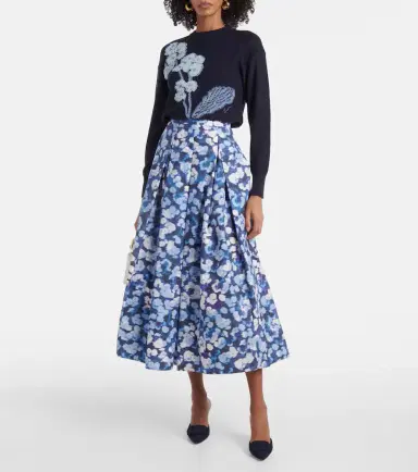 Erdem Floral pleated cotton midi skirt | Thumbnail 2 Erdem Floral pleated cotton midi skirt | Thumbnail 2