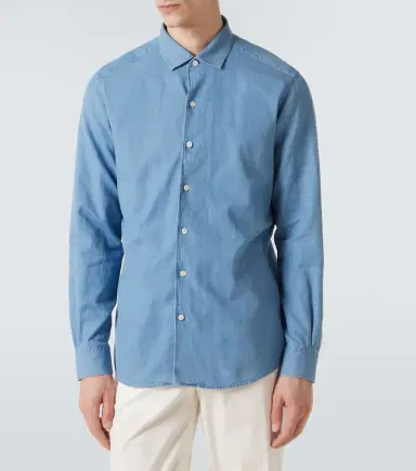Zegna Cotton and linen denim shirt | Thumbnail 4 Zegna Cotton and linen denim shirt | Thumbnail 4