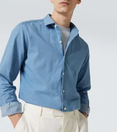 Zegna Cotton and linen denim shirt | Thumbnail 6 Zegna Cotton and linen denim shirt | Thumbnail 6