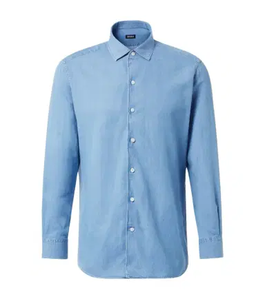 Zegna Cotton and linen denim shirt | Thumbnail 1 Zegna Cotton and linen denim shirt | Thumbnail 1