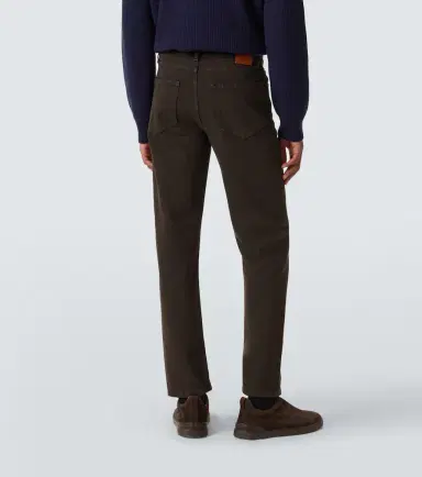 Zegna Leather-trimmed cotton straight pants | Thumbnail 2 Zegna Leather-trimmed cotton straight pants | Thumbnail 2