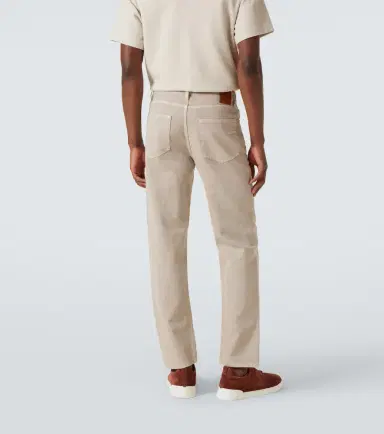 Zegna Leather-trimmed cotton straight pants | Thumbnail 2 Zegna Leather-trimmed cotton straight pants | Thumbnail 2