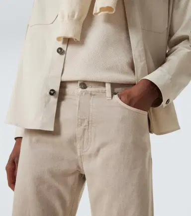 Zegna Leather-trimmed cotton straight pants | Thumbnail 4 Zegna Leather-trimmed cotton straight pants | Thumbnail 4
