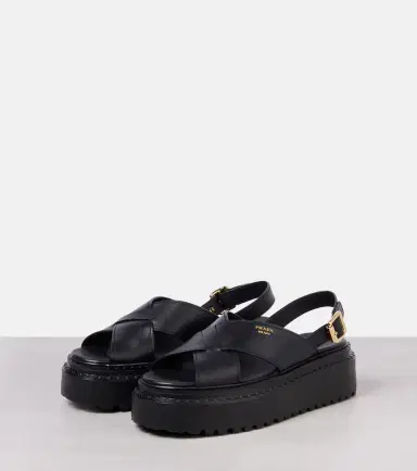 Prada Leather platform sandals | Thumbnail 4 Prada Leather platform sandals | Thumbnail 4