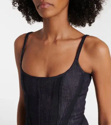 Mugler Paneled denim bustier dress | Thumbnail 4 Mugler Paneled denim bustier dress | Thumbnail 4