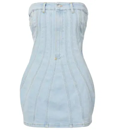 Mugler Paneled denim bustier dress | Thumbnail 1 Mugler Paneled denim bustier dress | Thumbnail 1