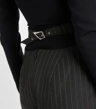 Mugler Pinstripe wool-blend midi skirt | Thumbnail 3 Mugler Pinstripe wool-blend midi skirt | Thumbnail 3