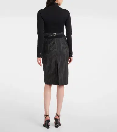 Mugler Pinstripe wool-blend midi skirt | Thumbnail 5 Mugler Pinstripe wool-blend midi skirt | Thumbnail 5