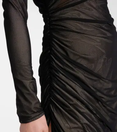 Mugler Asymmetrical mesh midi dress | Thumbnail 3 Mugler Asymmetrical mesh midi dress | Thumbnail 3