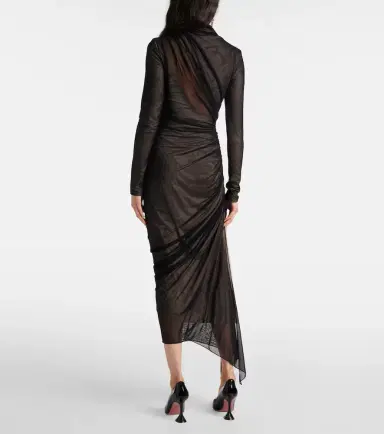 Mugler Asymmetrical mesh midi dress | Thumbnail 4 Mugler Asymmetrical mesh midi dress | Thumbnail 4