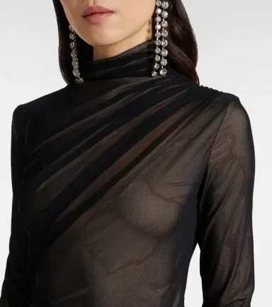 Mugler Asymmetrical mesh midi dress | Thumbnail 5 Mugler Asymmetrical mesh midi dress | Thumbnail 5