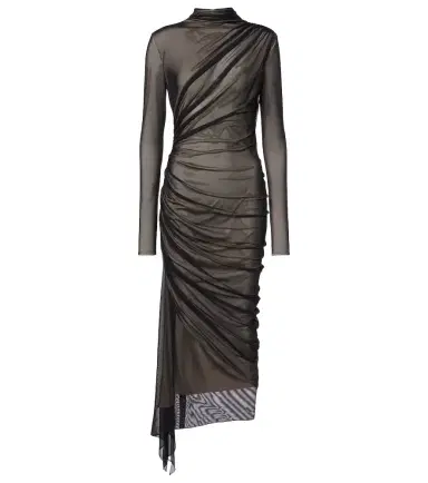 Mugler Asymmetrical mesh midi dress | Thumbnail 1 Mugler Asymmetrical mesh midi dress | Thumbnail 1