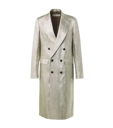 Dries Van Noten Double-breasted lamé coat | Thumbnail 1 Dries Van Noten Double-breasted lamé coat | Thumbnail 1