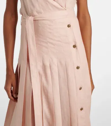 Loro Piana Bryce pleated linen midi dress | Thumbnail 3 Loro Piana Bryce pleated linen midi dress | Thumbnail 3