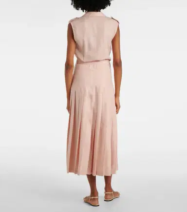 Loro Piana Bryce pleated linen midi dress | Thumbnail 5 Loro Piana Bryce pleated linen midi dress | Thumbnail 5