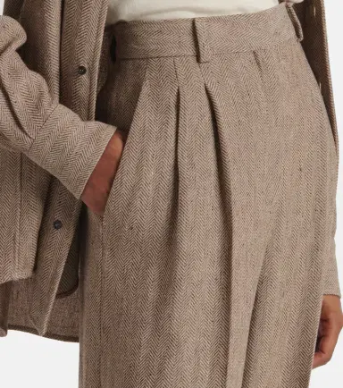 Loro Piana Nyack chevron linen crêpe wide-leg pants | Thumbnail 2 Loro Piana Nyack chevron linen crêpe wide-leg pants | Thumbnail 2