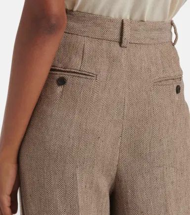 Loro Piana Nyack chevron linen crêpe wide-leg pants | Thumbnail 3 Loro Piana Nyack chevron linen crêpe wide-leg pants | Thumbnail 3