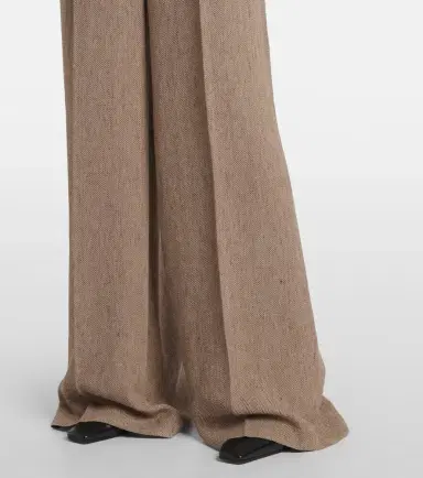 Loro Piana Nyack chevron linen crêpe wide-leg pants | Thumbnail 4 Loro Piana Nyack chevron linen crêpe wide-leg pants | Thumbnail 4