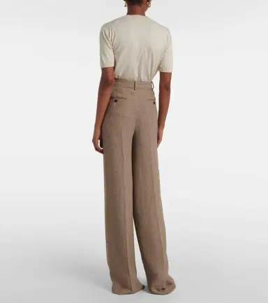Loro Piana Nyack chevron linen crêpe wide-leg pants | Thumbnail 5 Loro Piana Nyack chevron linen crêpe wide-leg pants | Thumbnail 5