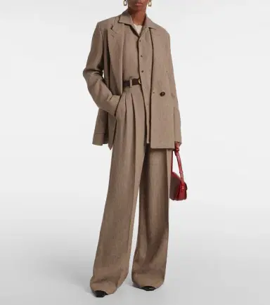 Loro Piana Nyack chevron linen crêpe wide-leg pants | Thumbnail 6 Loro Piana Nyack chevron linen crêpe wide-leg pants | Thumbnail 6
