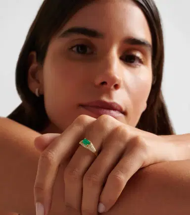 STONE AND STRAND 14kt gold ring with emerald and diamonds | Thumbnail 4 STONE AND STRAND 14kt gold ring with emerald and diamonds | Thumbnail 4