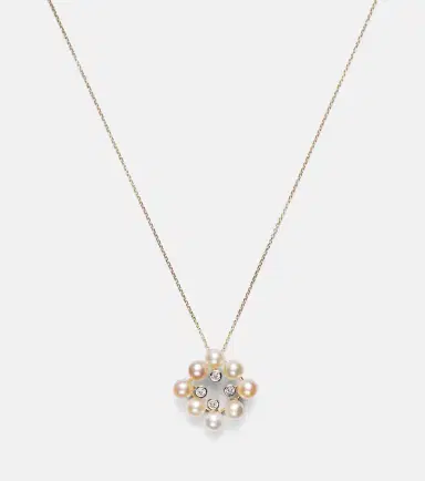 Mateo Cluster 14kt gold pendant necklace with pearls and diamonds | Thumbnail 3 Mateo Cluster 14kt gold pendant necklace with pearls and diamonds | Thumbnail 3