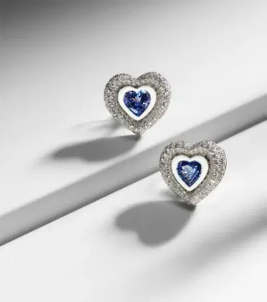Kamyen Heart 18kt white gold earrings with tanzanite and diamonds | Thumbnail 4 Kamyen Heart 18kt white gold earrings with tanzanite and diamonds | Thumbnail 4