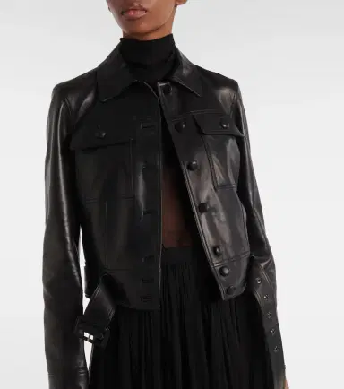 Saint Laurent Cropped leather jacket | Thumbnail 3 Saint Laurent Cropped leather jacket | Thumbnail 3